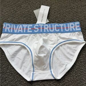 Men's White Briefs with Light Blue Waistband